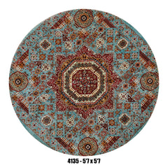 Handmade Afghan Rug — Round-Square