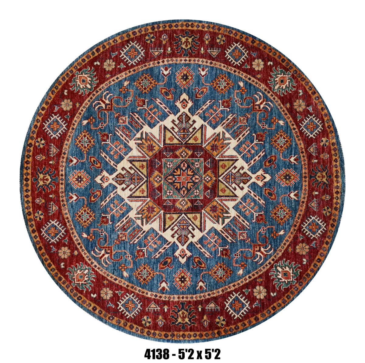Handmade Afghan Rug — Round-Square