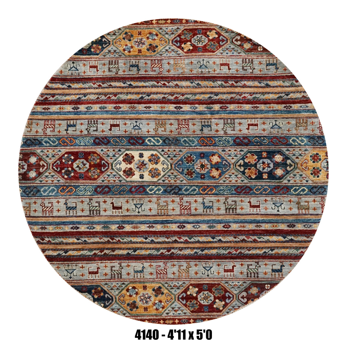 Handmade Afghan Rug — Round-Square
