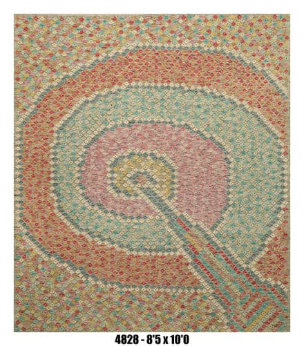 Pastel Concentric Medallion Kilim Area Rug – 8'5" x 10'0"