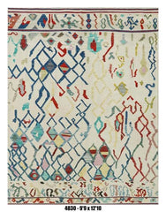 Modern Kilim Area Rug 9'9" x 12'10" – Ivory Multicolor Abstract Tribal Statement Rug