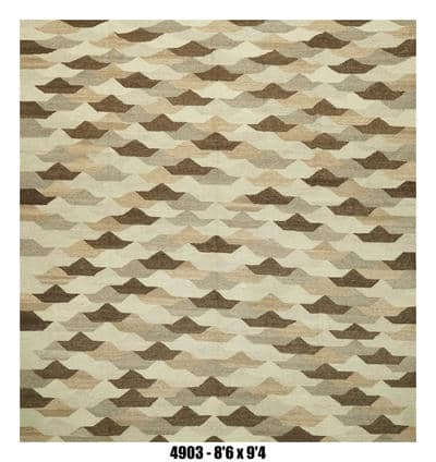 Neutral Geometric Kilim Area Rug – 8'6" x 9'4" –