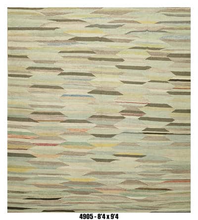 Neutral Abstract Geometric Kilim Area Rug – 8'4" x 9'4"
