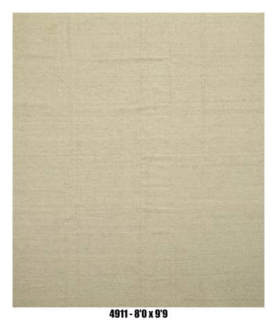 Solid Beige Minimal Kilim Area Rug – 8'0" x 9'9" –