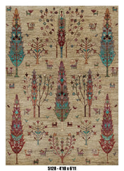 Handmade Afghan Rug — 5x7-8