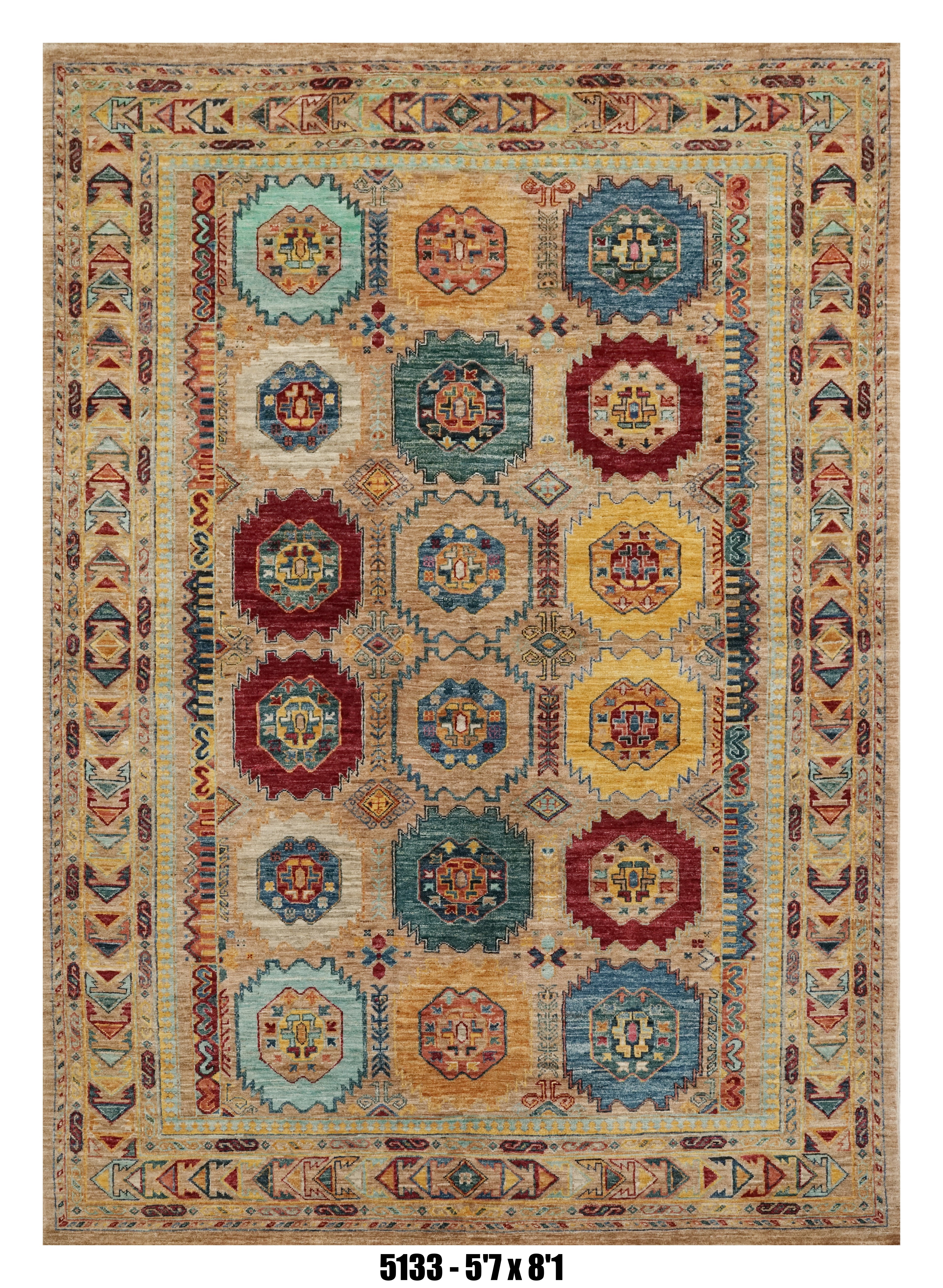 Handmade Afghan Rug — 5x7-8