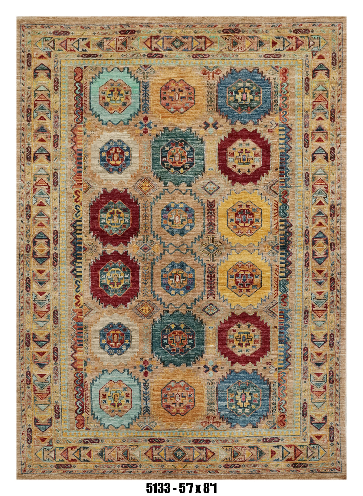 Handmade Afghan Rug — 5x7-8