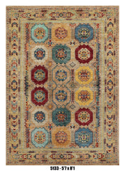 Handmade Afghan Rug — 5x7-8