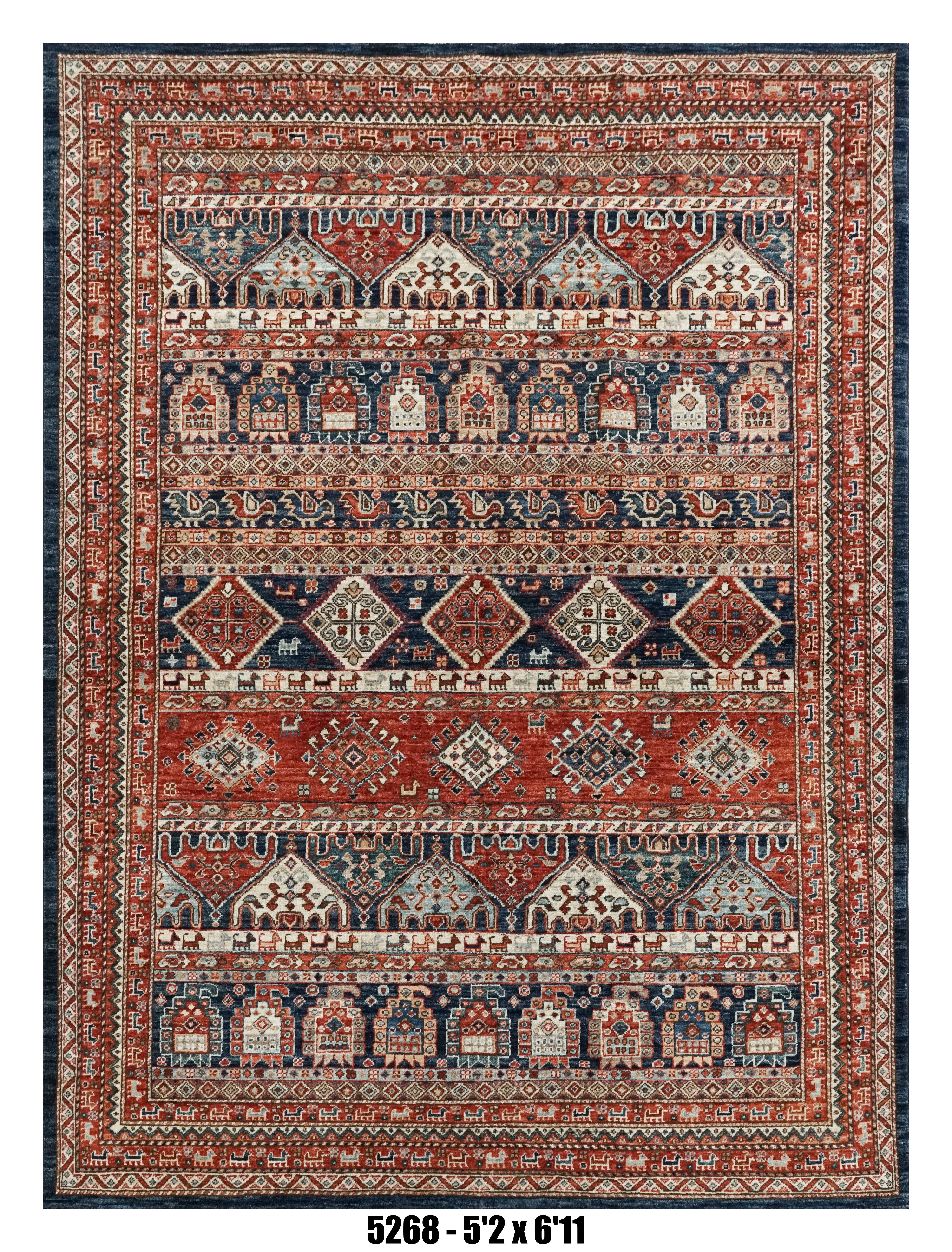 Handmade Afghan Rug — 5x7-8