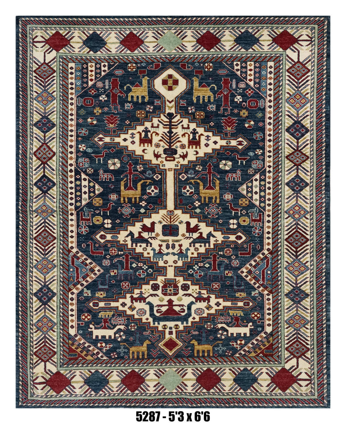 Handmade Afghan Rug — 5x7-8
