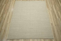 Minimalist Neutral Solid Kilim Area Rug – Beige Handmade Flatweave – 8'3" x 9'8"