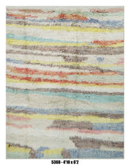 Vintage Moroccan Shag Rug Soft Pastel Abstract Stripe Design