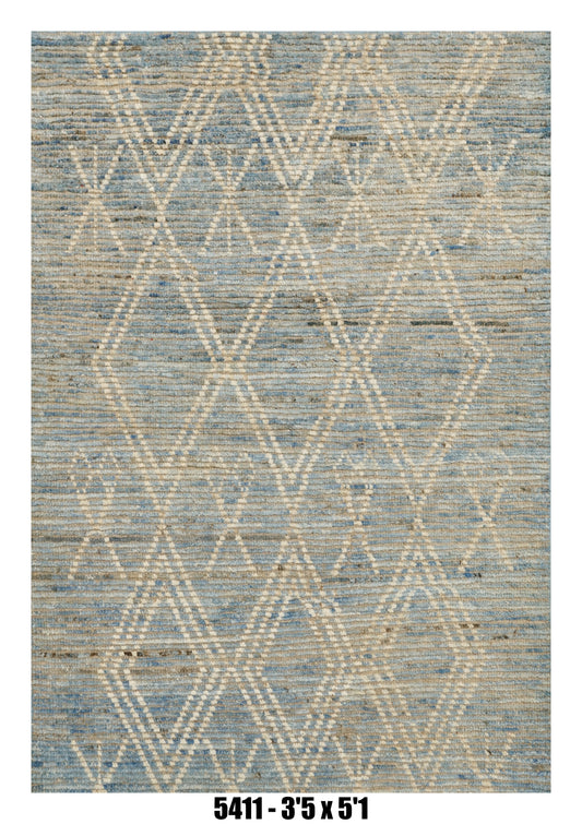 Moroccan Area Rug 3'5" x 5'1" |Blue Diamond Tribal Pattern