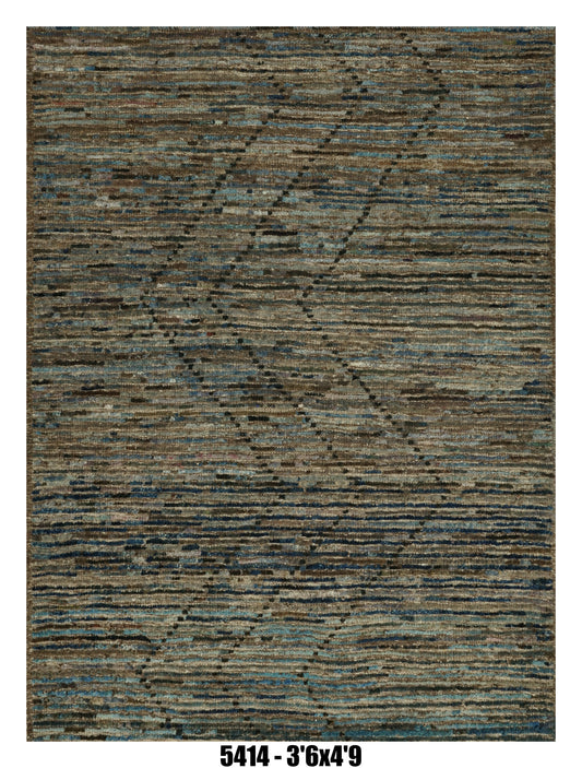 Moroccan Area Rug 3'6" x 4'9"|Teal Tribal Diamond Pattern
