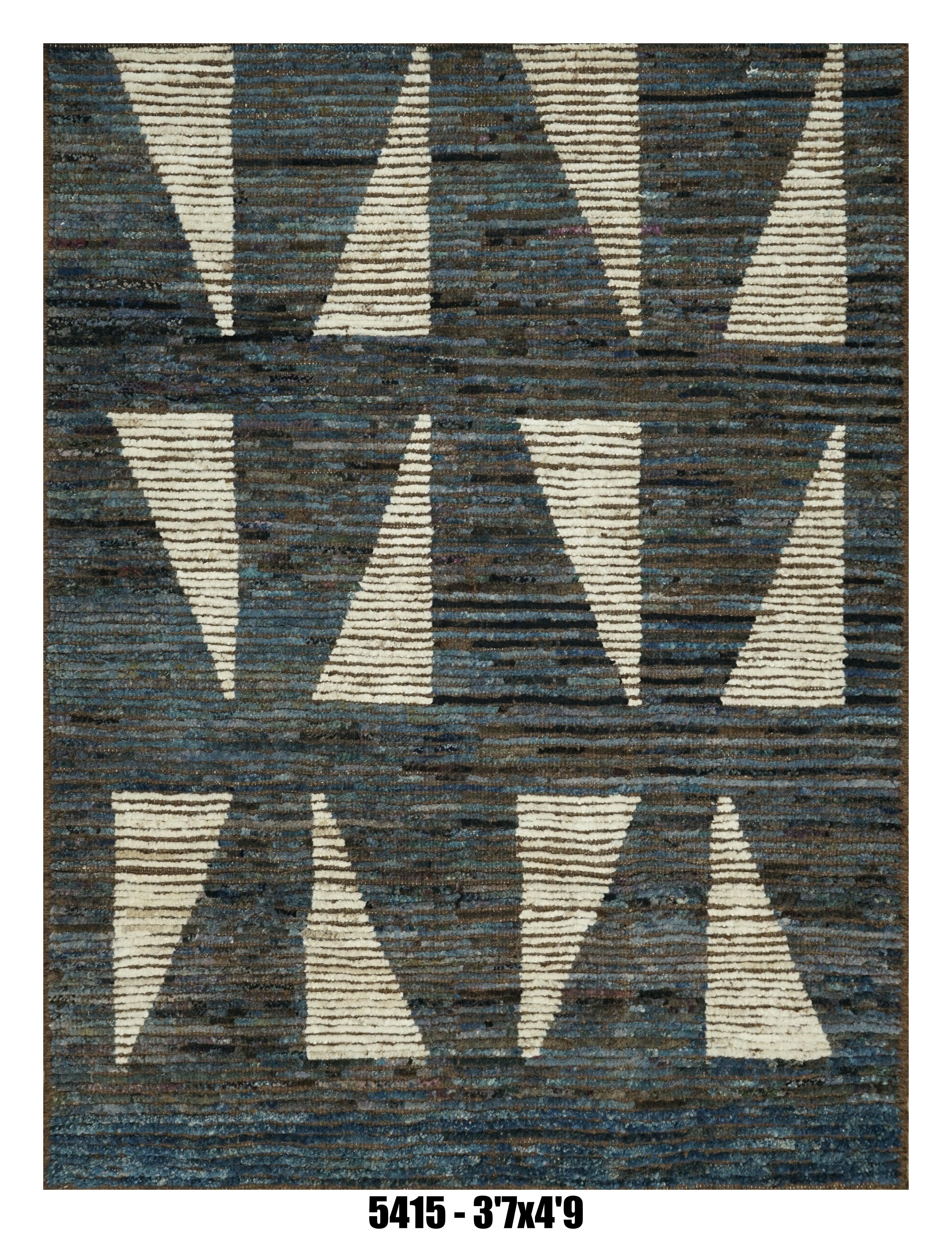 Moroccan Area Rug 3'7" x 4'9" | Blue Geometric Tribal Design
