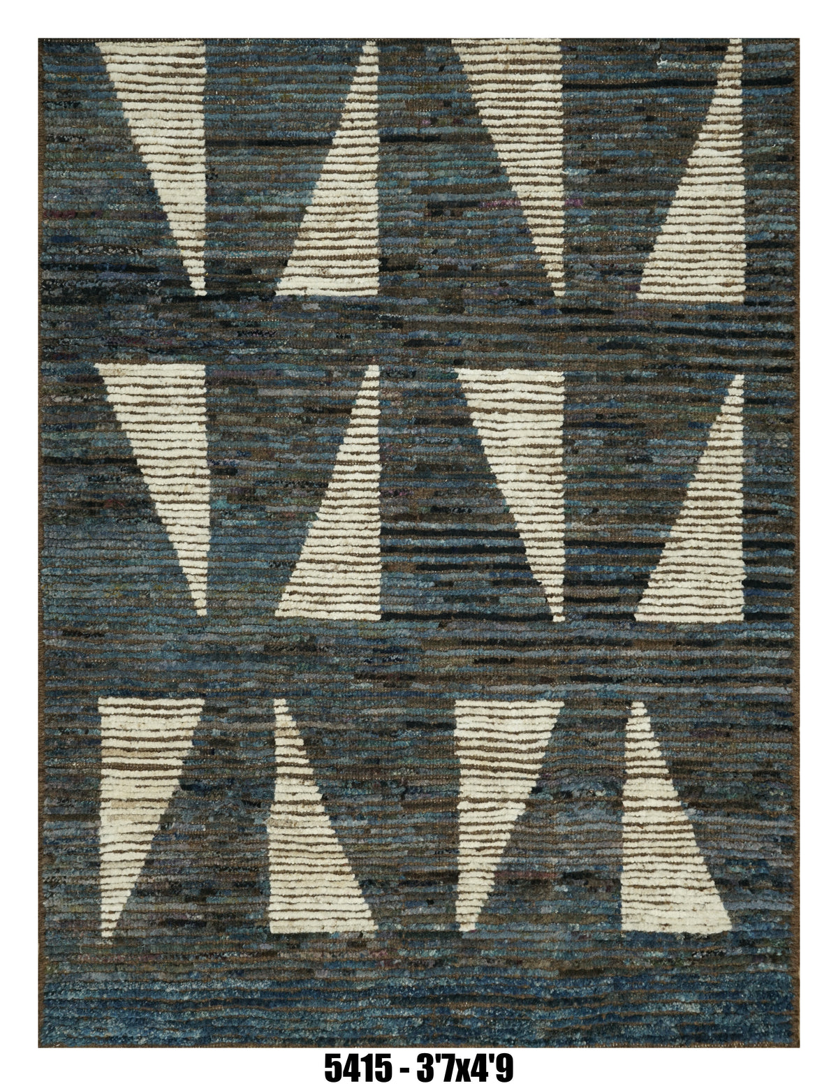 Moroccan Area Rug 3'7" x 4'9" | Blue Geometric Tribal Design