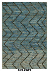 Moroccan Area Rug 3'5" x 5'0" | Blue Chevron Tribal Design