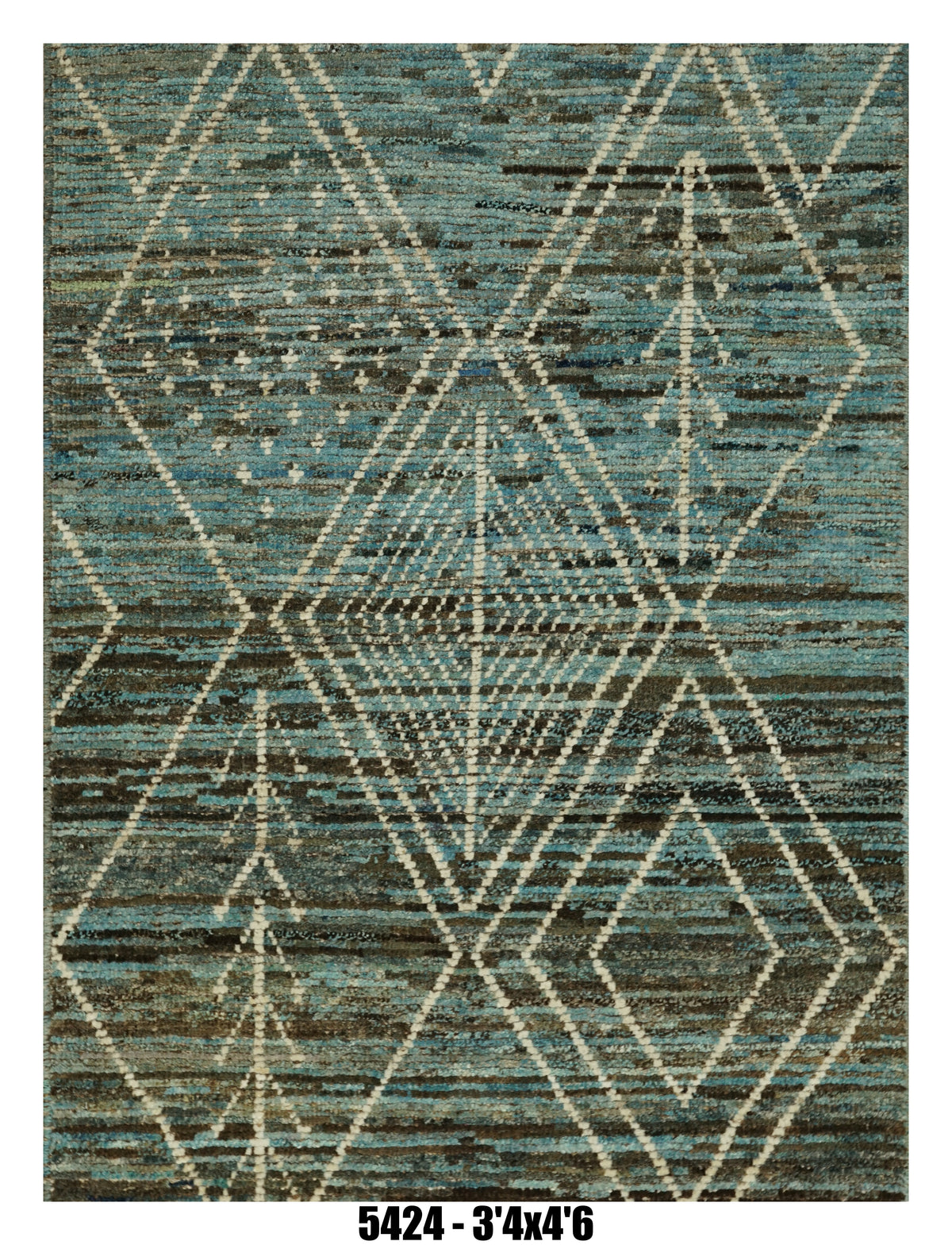 Moroccan Area Rug 3'4" x 4'6" | Blue Berber Diamond Pattern
