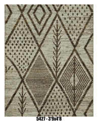 Moroccan Area Rug 3'9" x 4'8" | Ivory & Brown Berber Diamond