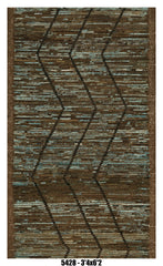 Moroccan Runner Rug 3'4" x 6'2" | Brown & Blue Chevron Pattern
