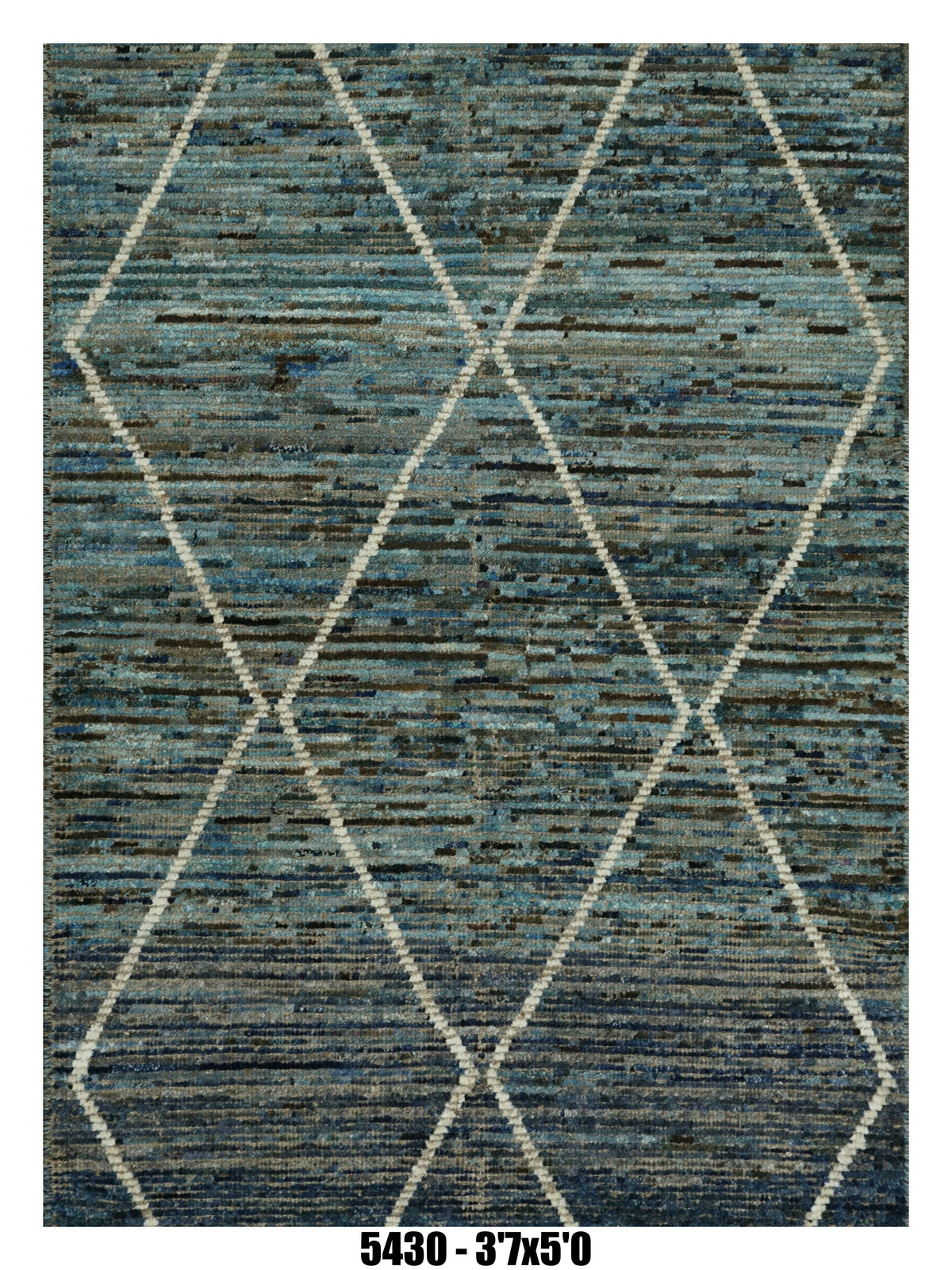 Moroccan Area Rug 3'7" x 5'0"  | Blue Berber Diamond Pattern