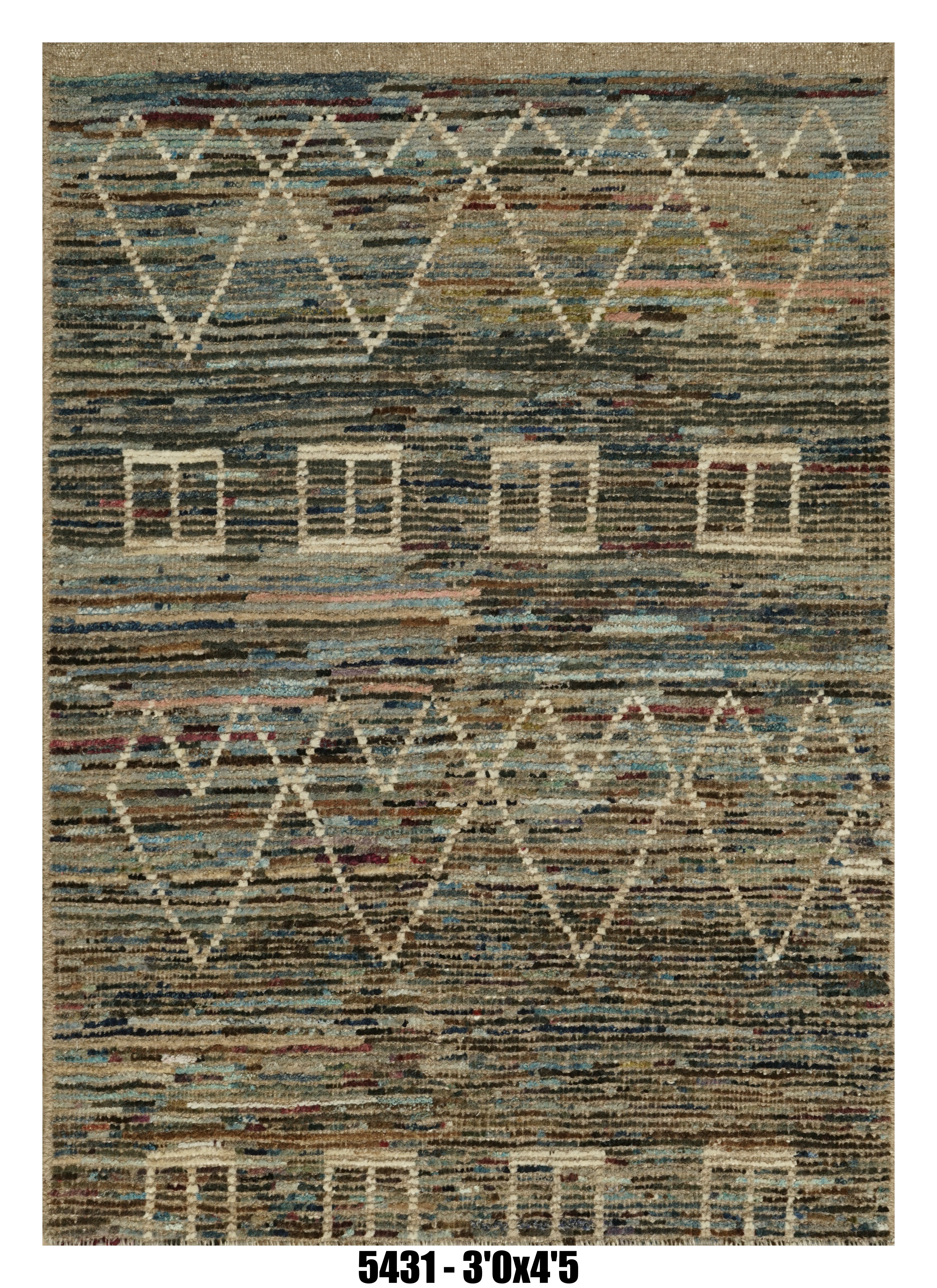 Moroccan Area Rug 3'0" x 4'5" | Multi-Tone Tribal Pattern