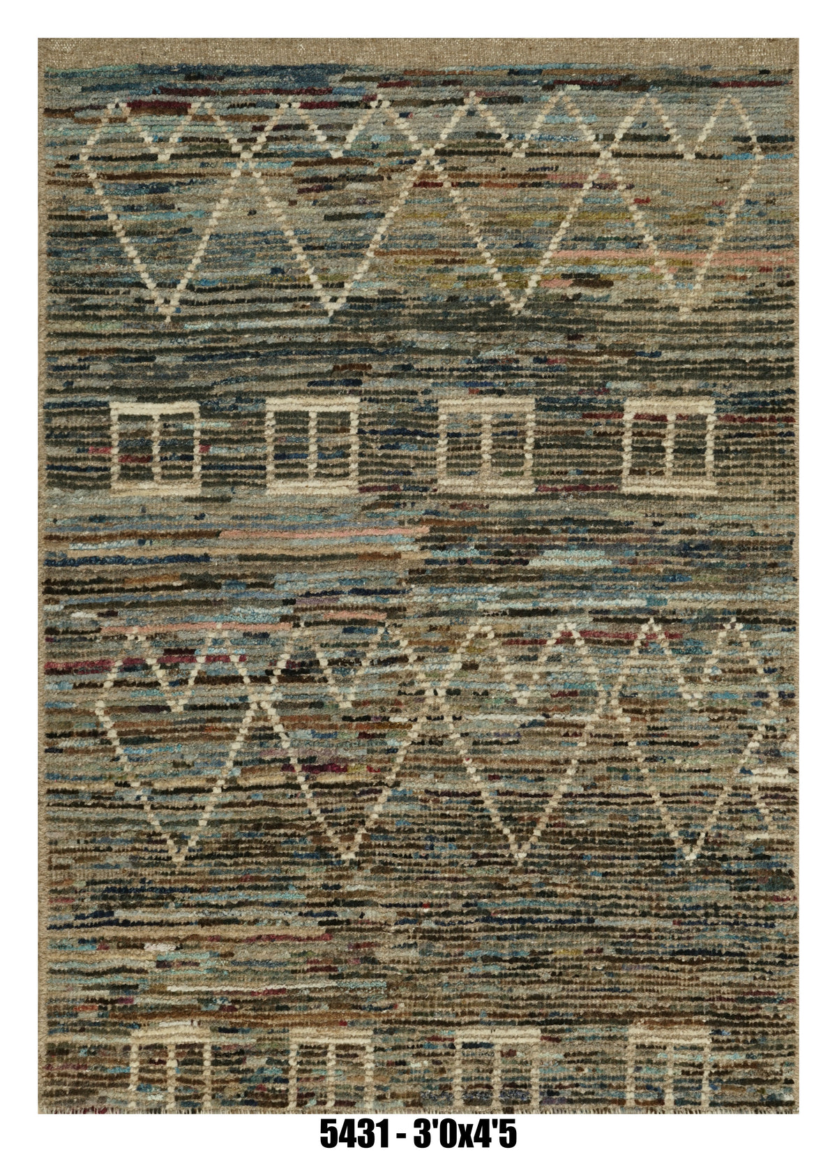Moroccan Area Rug 3'0" x 4'5" | Multi-Tone Tribal Pattern
