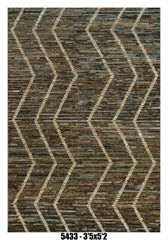 Moroccan Chevron Area Rug 3'5" x 5'2" | Earth Tone Blue Brown
