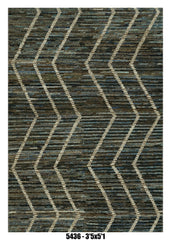 Moroccan Chevron Area Rug 3'5" x 5'1" – Blue Brown Textured Wave | SKU#5436