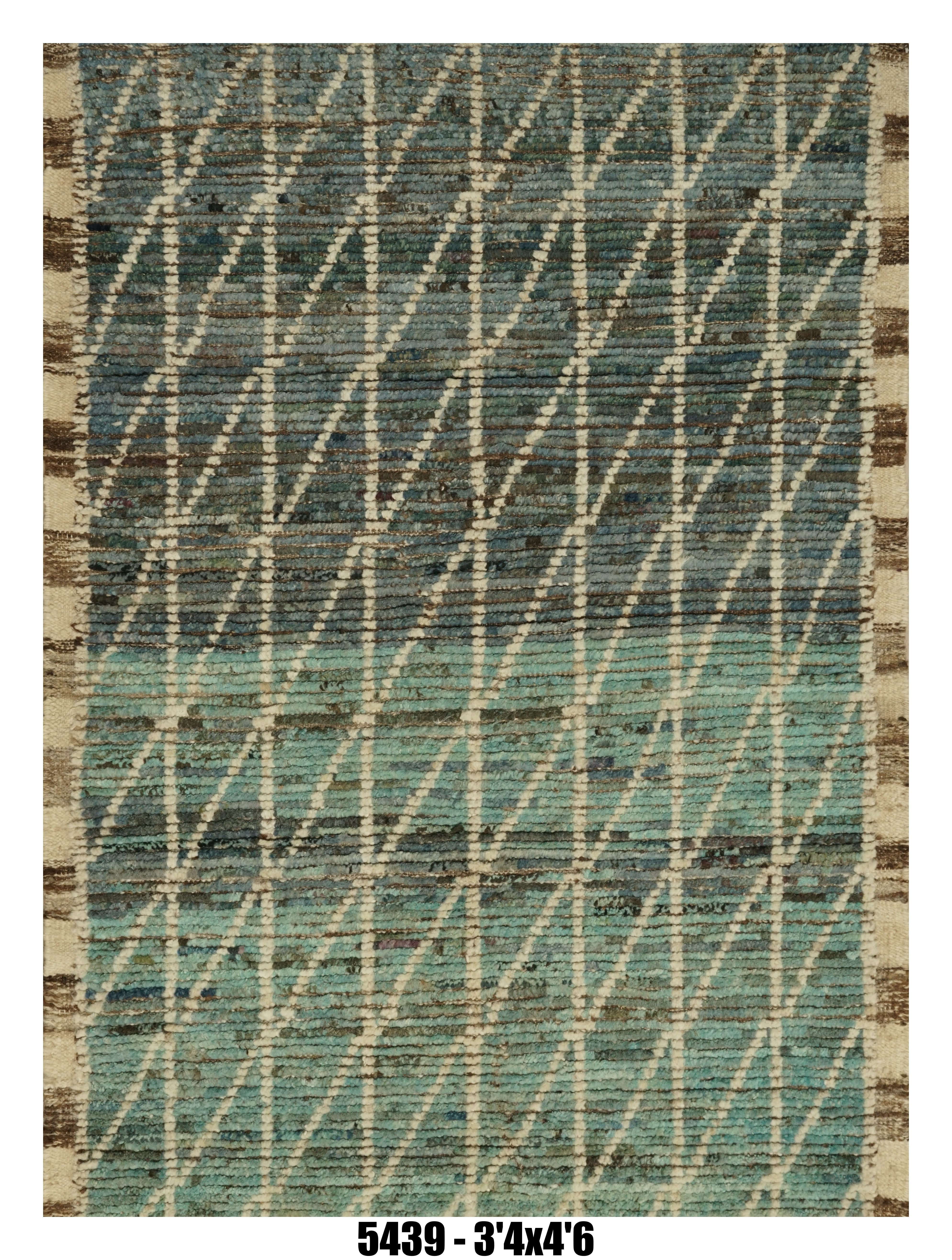 Moroccan Lattice Area Rug 3'4" x 4'6" | Aqua Blue Pattern