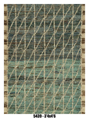 Moroccan Lattice Area Rug 3'4" x 4'6" | Aqua Blue Pattern