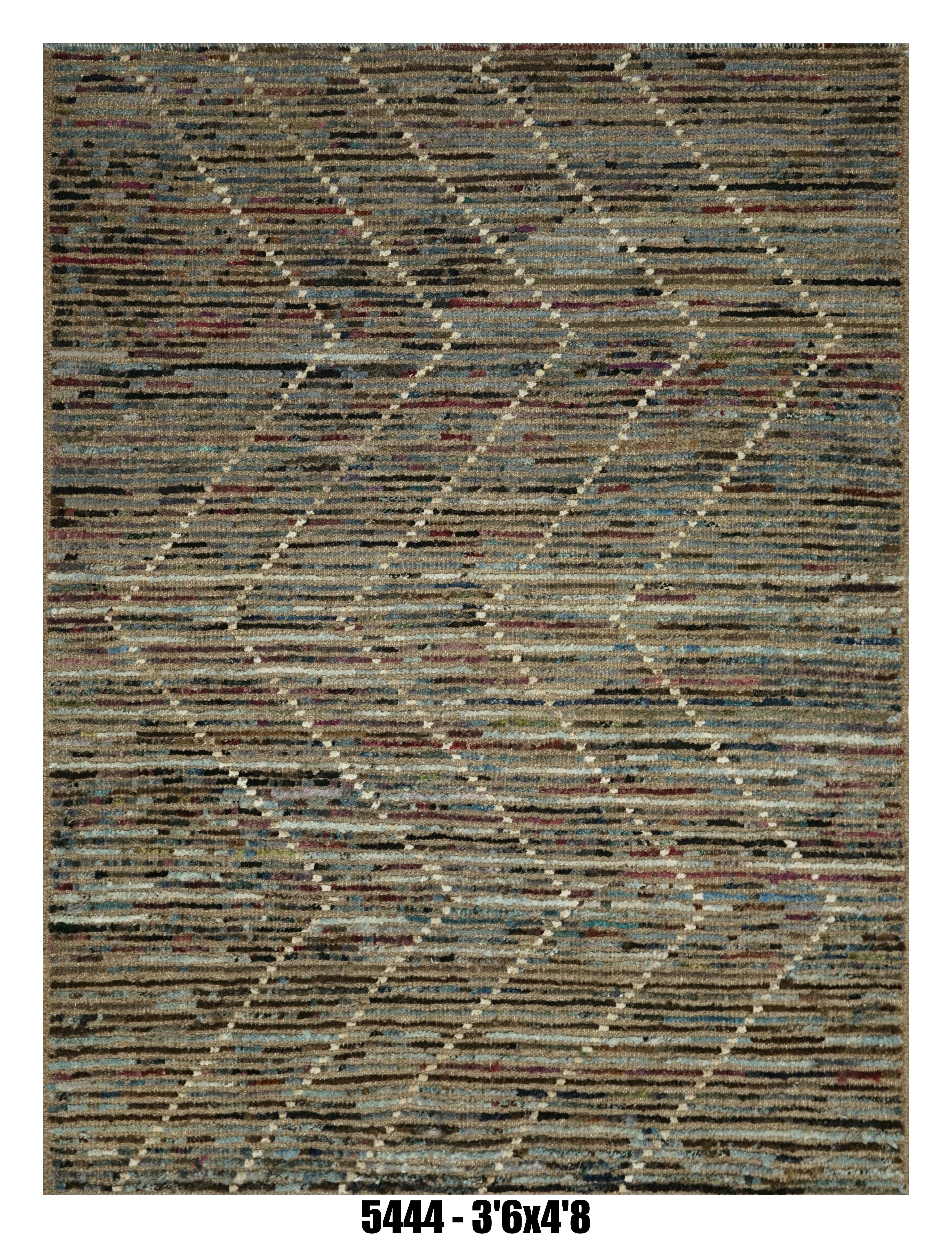 Moroccan Diamond Area Rug 3'6" x 4'8" | Blue Multi-Tone Pattern