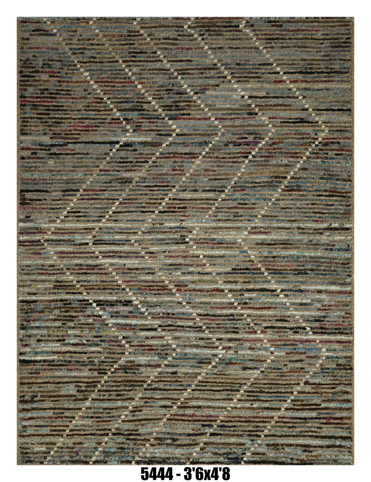 Moroccan Diamond Area Rug 3'6" x 4'8" | Blue Multi-Tone Pattern
