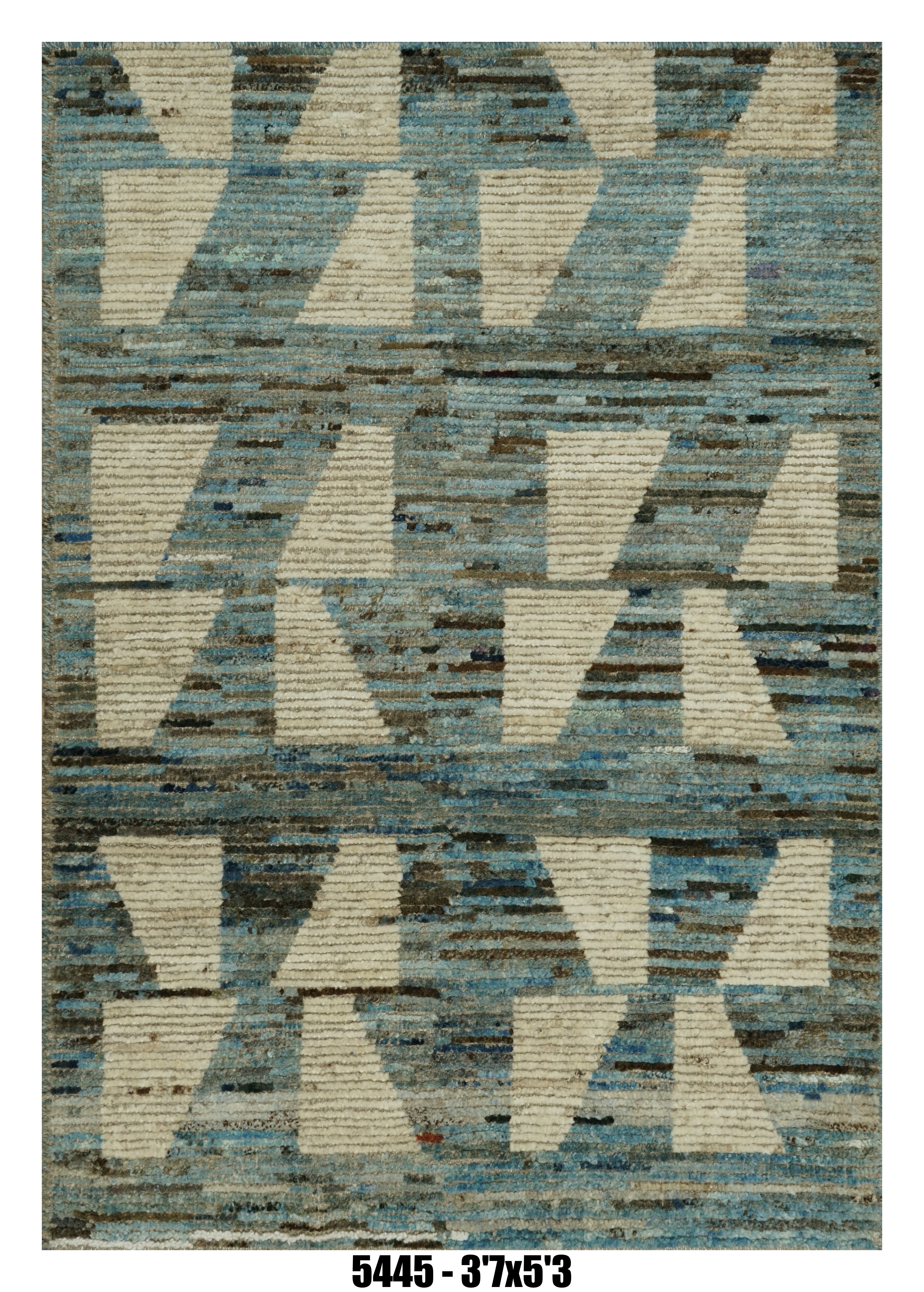 Moroccan Geometric Area Rug 3'7" x 5'3" | Blue & Cream Modern Pattern
