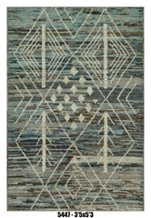Moroccan Tribal Diamond Area Rug 3'5" x 5'3" | Blue Multi Pattern