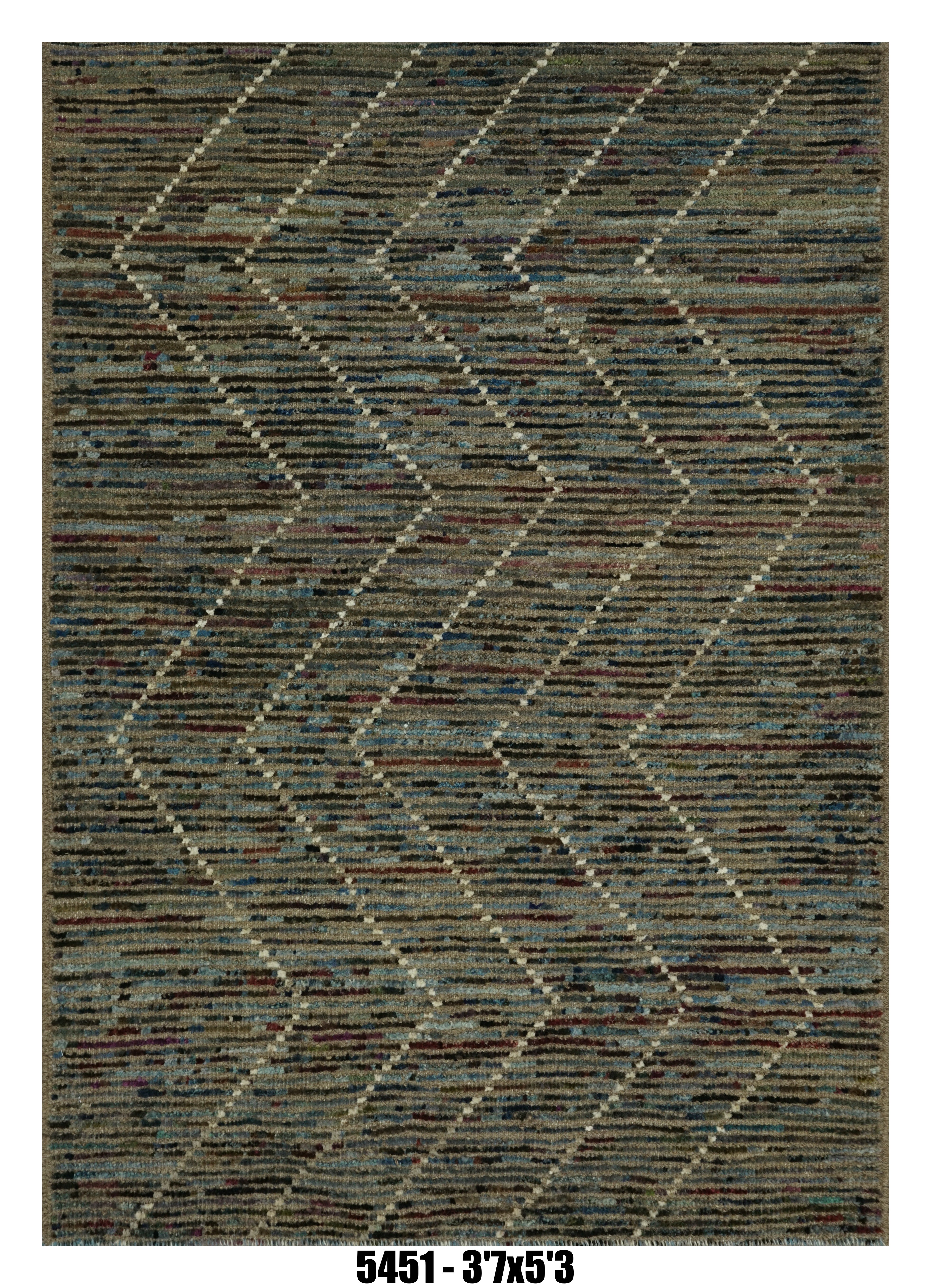 Moroccan Diamond Area Rug 3'7" x 5'3" | Multi-Tone Textured Lattice