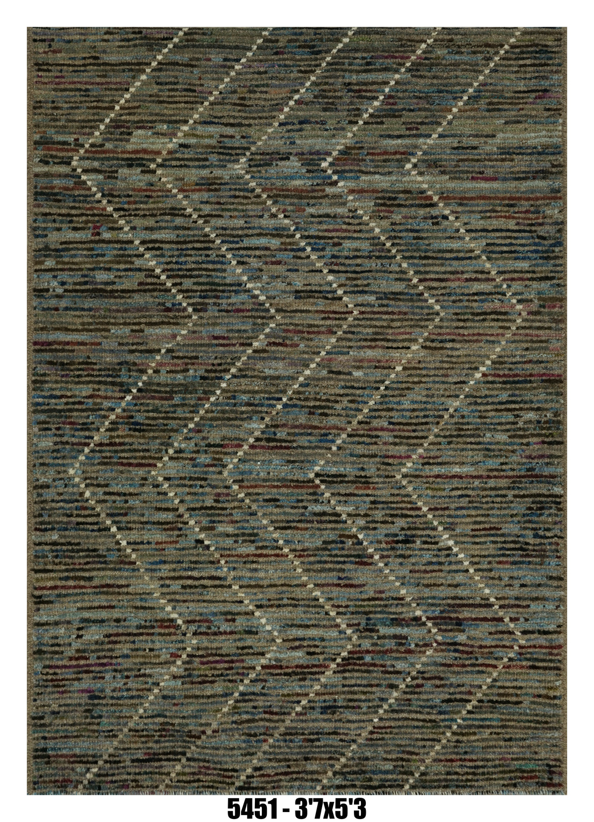 Moroccan Diamond Area Rug 3'7" x 5'3" | Multi-Tone Textured Lattice