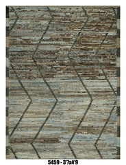 Moroccan Chevron Area Rug 3'7" x 4'9"  |  Blue Brown Textured Wave