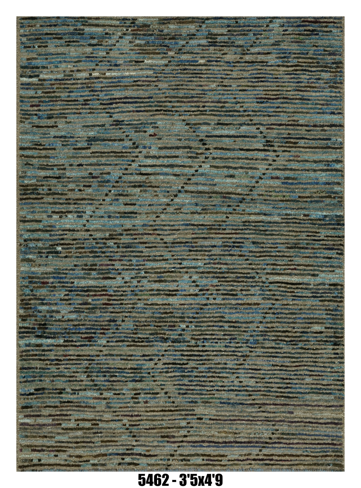 Moroccan Geometric Area Rug 3'5" x 4'9" | Blue Green Striped Pattern