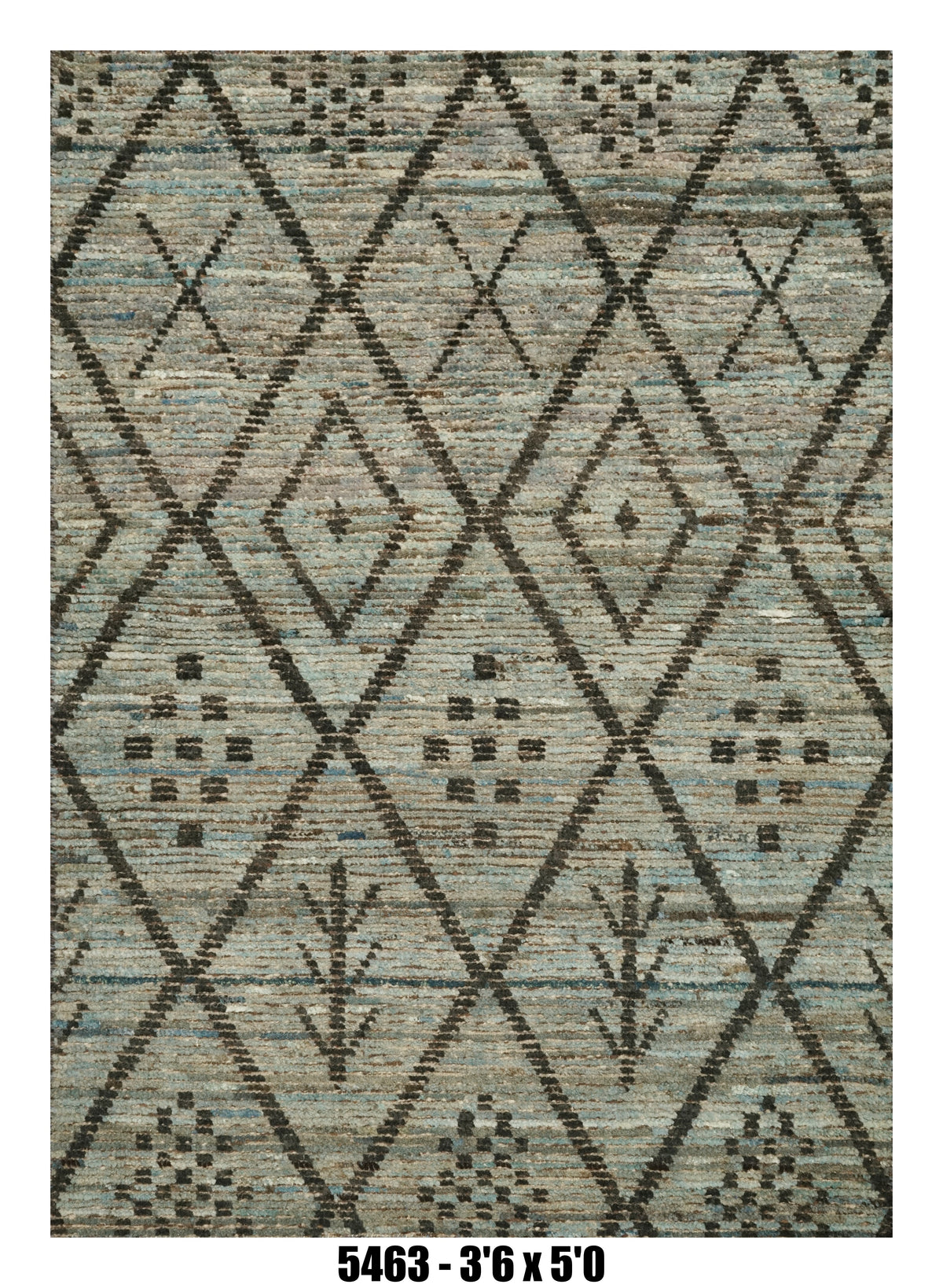 Moroccan Diamond Area Rug 3'6" x 5'0" | Blue Brown Geometric Pattern