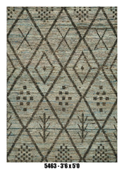 Moroccan Diamond Area Rug 3'6" x 5'0" | Blue Brown Geometric Pattern