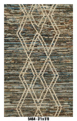 Moroccan Geometric Area Rug 3'1" x 5'0" | Blue Brown Diamond Pattern