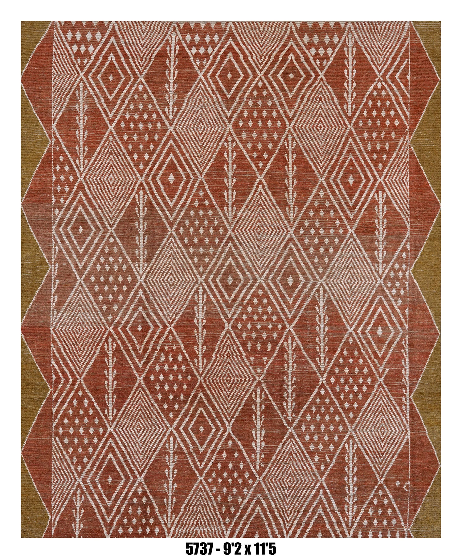 Moroccan Tribal Area Rug 9'2" x 11'5" | Terracotta Ivory Diamond Pattern