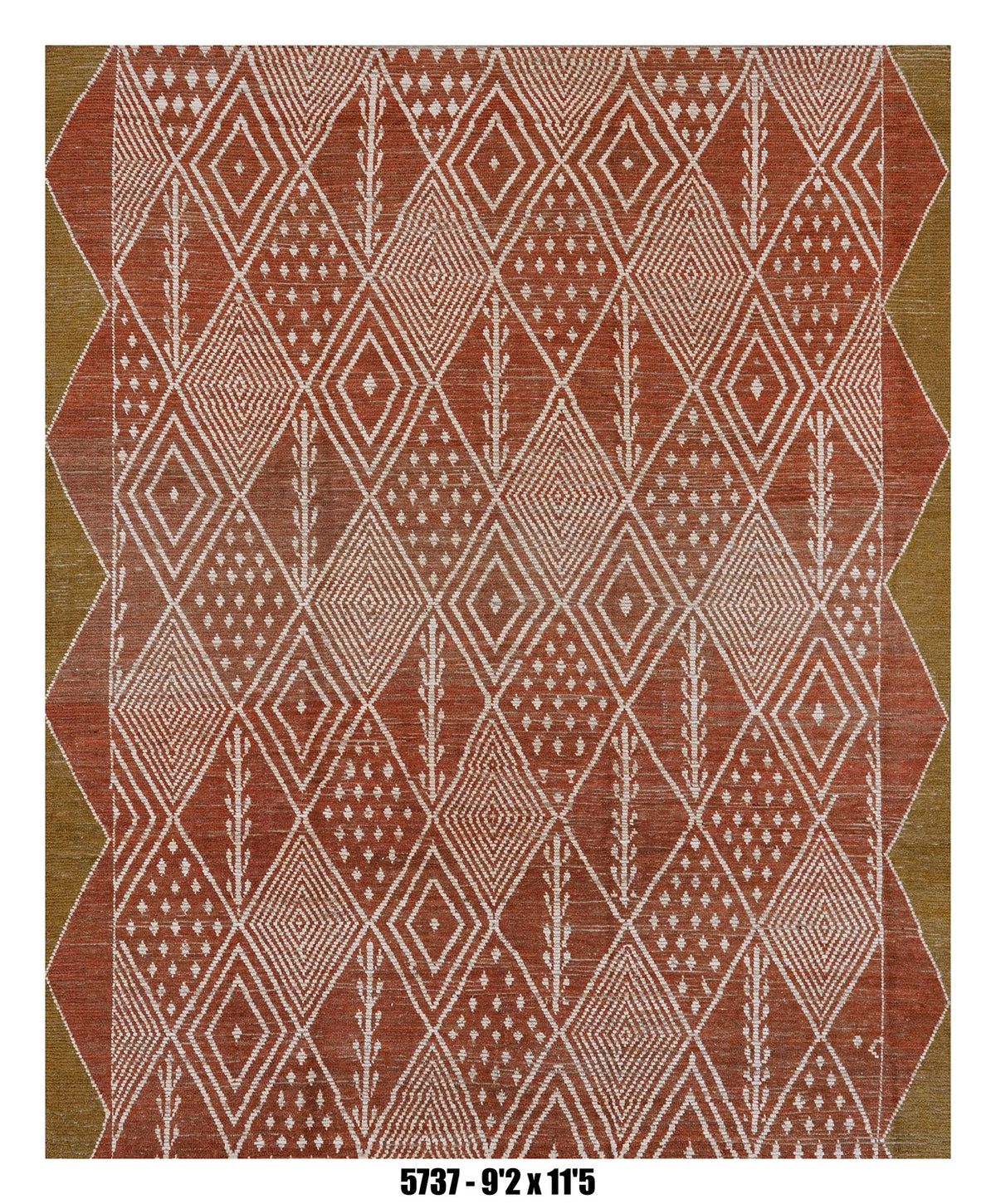 Moroccan Tribal Area Rug 9'2" x 11'5" | Terracotta Ivory Diamond Pattern