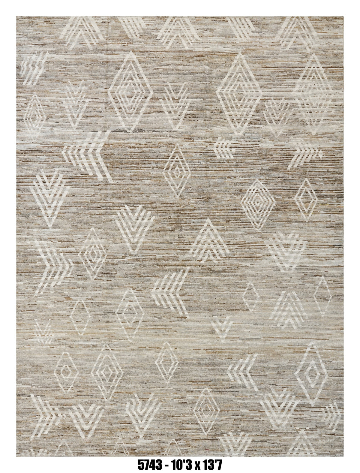 Moroccan Geometric Area Rug 10'3" x 13'7"  |  Ivory Taupe Abstract Tribal Pattern