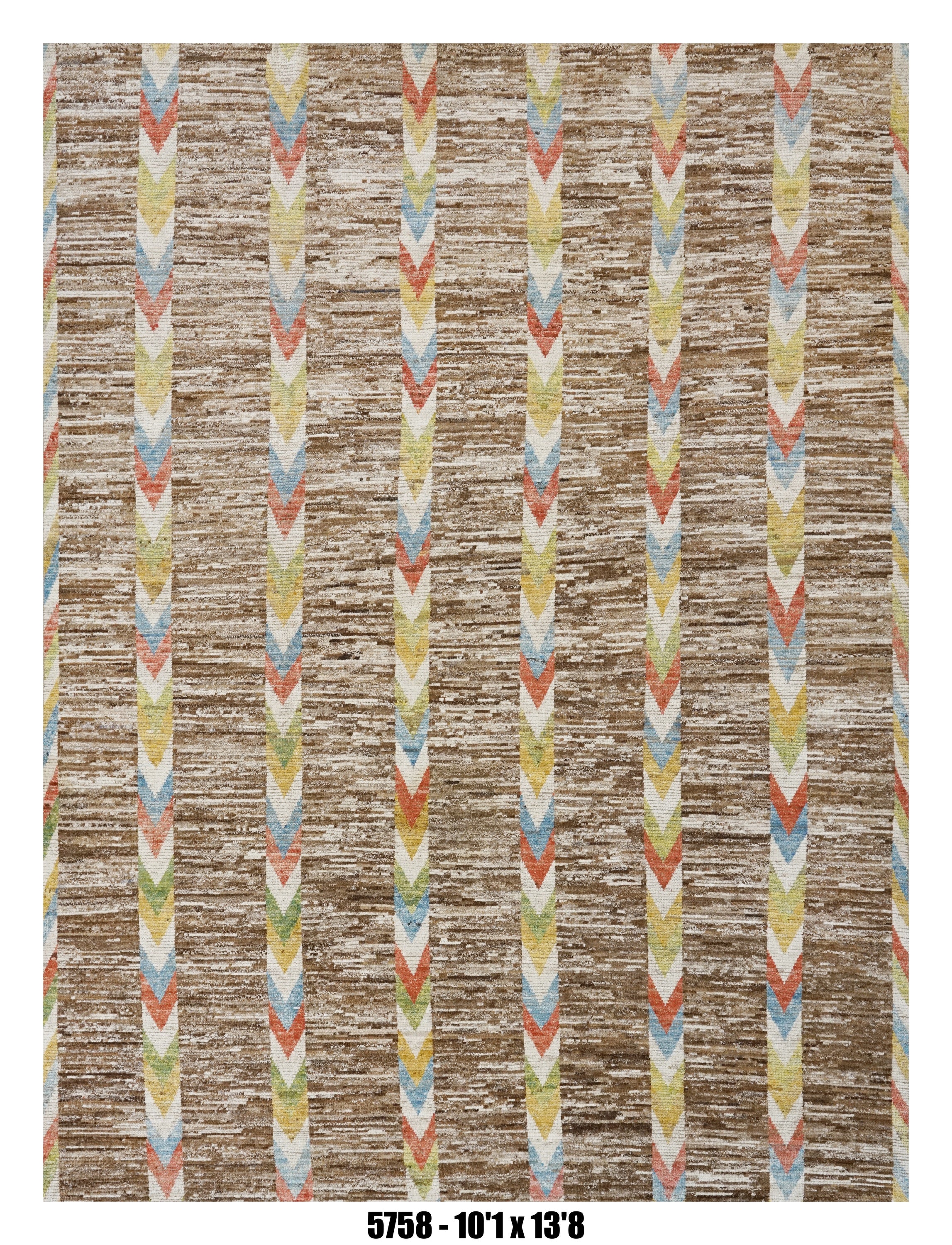 Moroccan Chevron Area Rug 10'1" x 13'8" |  Taupe Multicolor Stripe Pattern