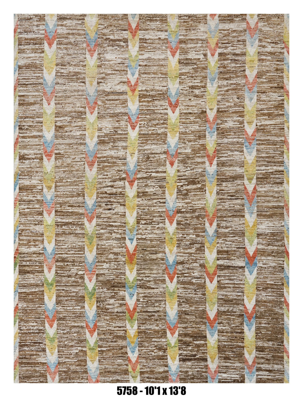 Moroccan Chevron Area Rug 10'1" x 13'8" |  Taupe Multicolor Stripe Pattern