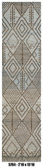 Moroccan Runner Rug 2'10" x 15'10" | Ivory Brown Tribal Diamond Hallway Rug