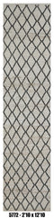 Moroccan Runner Rug 2'10" x 12'10" |  Ivory Black Diamond Lattice Hallway Rug