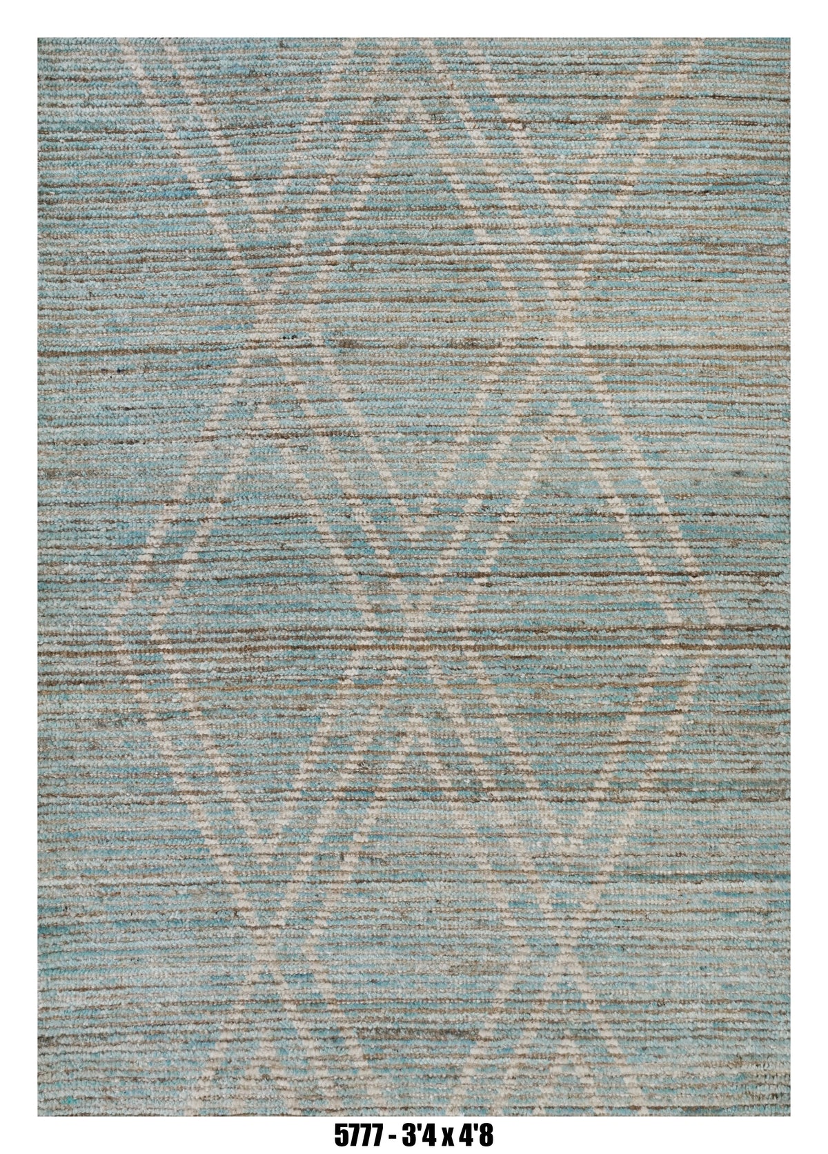 Moroccan Diamond Area Rug 3'4" x 4'8"| Blue Beige Geometric Pattern
